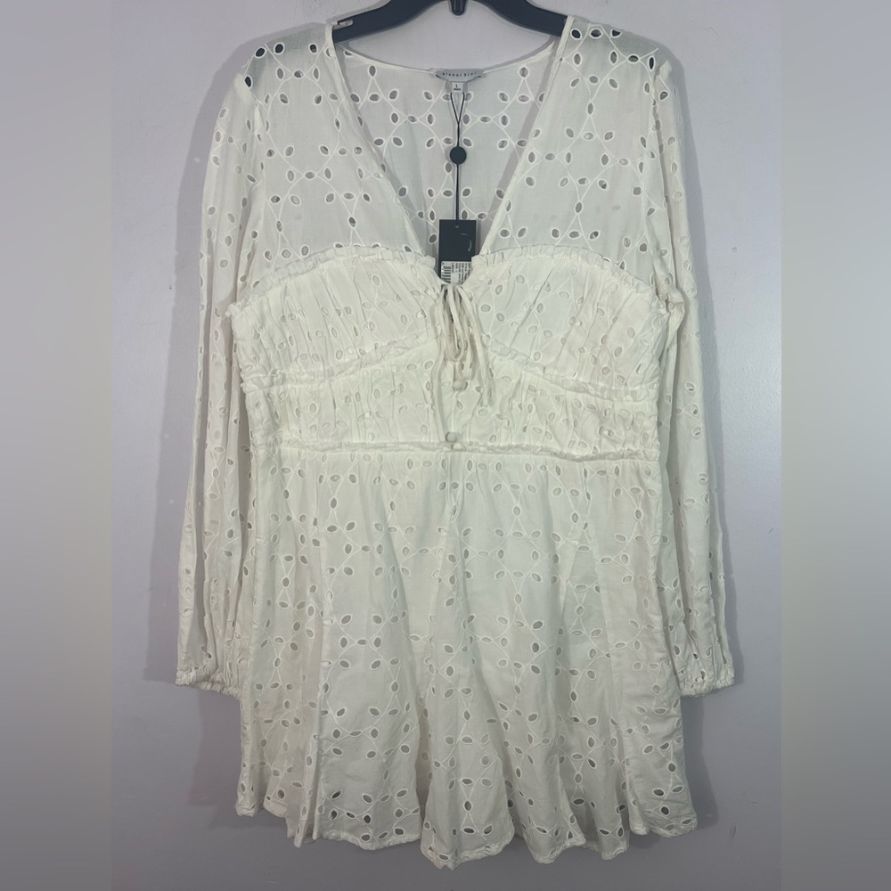Gianni Bini Katrina White Eyelet Dress Large Lined Cotton NWT $169